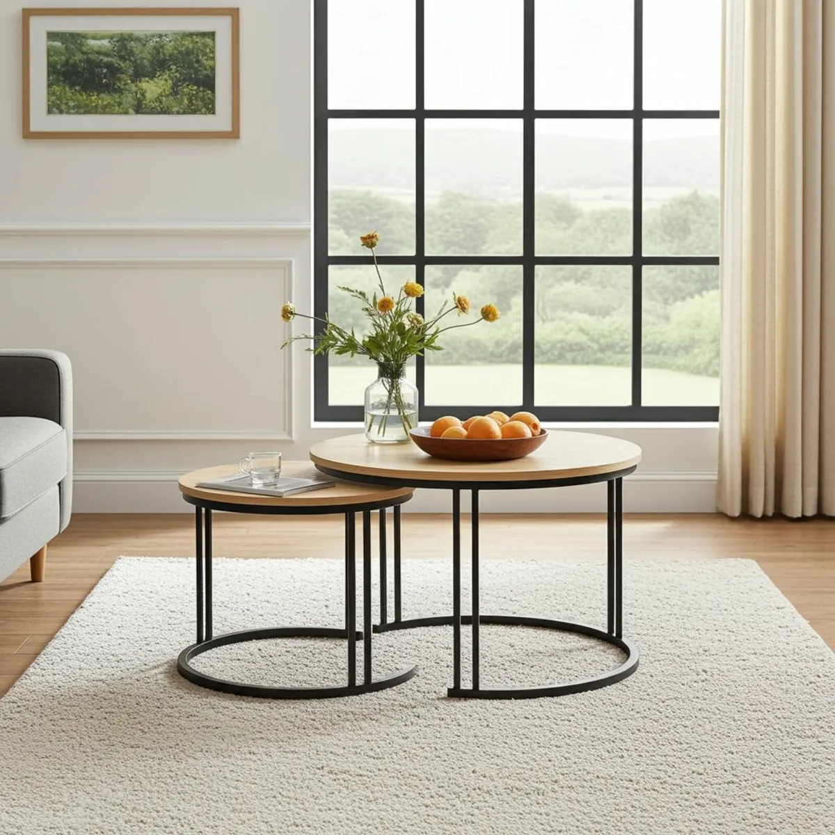 Nesting Coffee Tables – Round Concrete Effect Tops - Image 2