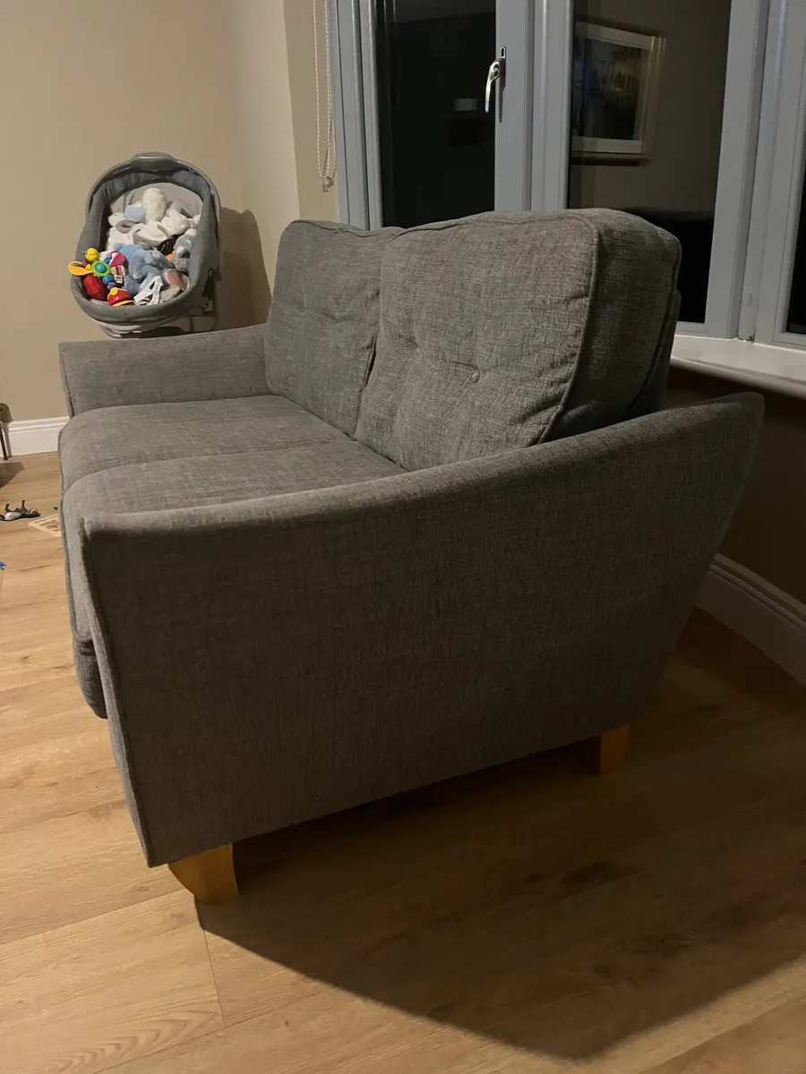 Two x two seater couches and a matching pouffe - Image 2