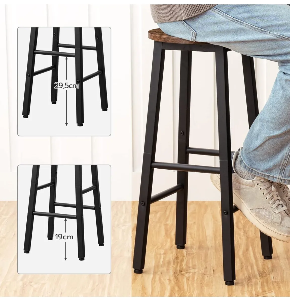 Bar Stools Set of 4 Kitchen Breakfast Bar Chiars, - Image 2