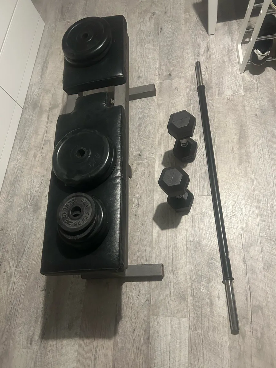 Complete gym,Dumbbells, barbell, weights and bench - Image 2