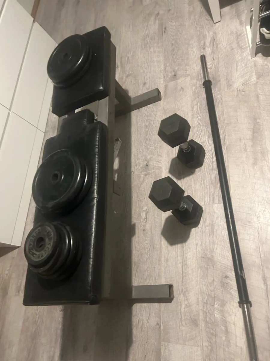 Complete gym,Dumbbells, barbell, weights and bench - Image 4