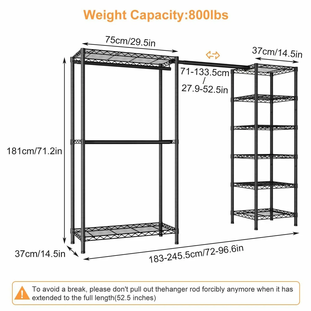Extendable Clothes Rails Heavy Duty Clothing - Image 3