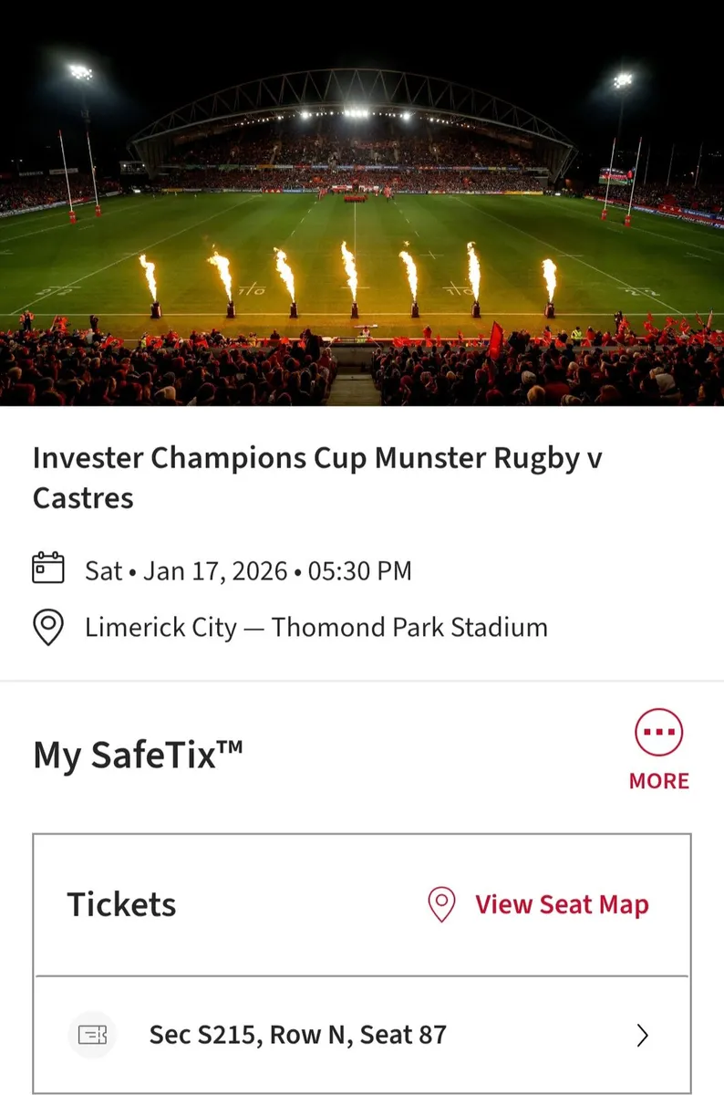 Munster Rugby Ticket - Image 2