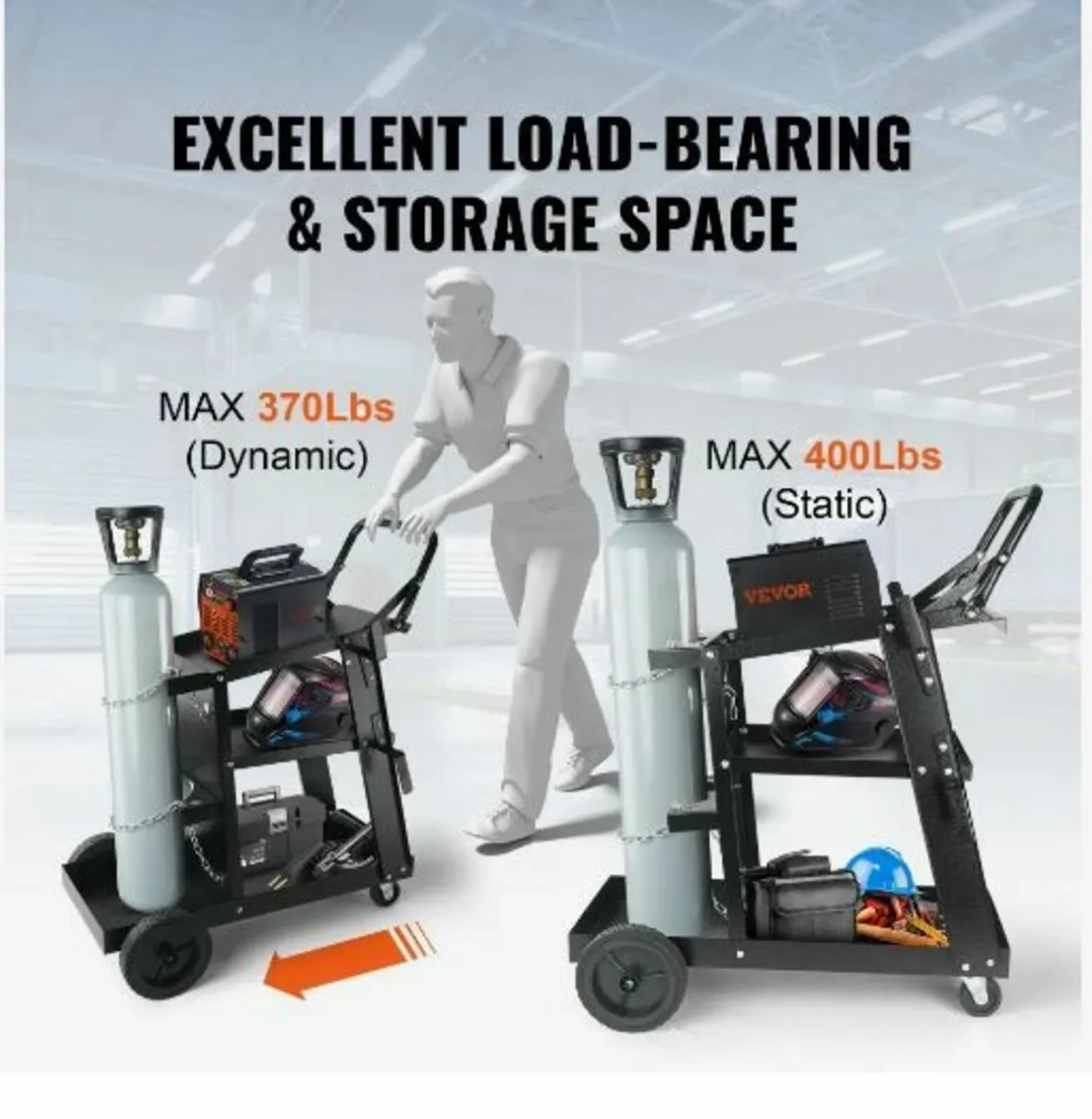 Welding Cart, 3-Tier Heavy Duty Welder Cart - Image 3