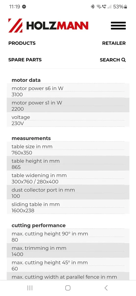 Holzmann Panel Saw / Table Saw 1.6m - Image 2