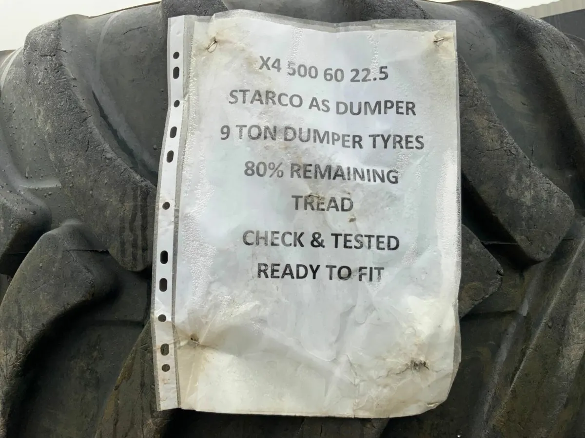 500/600/22.5.......9 TONNE DUMPER TYRES....1124. - Image 3