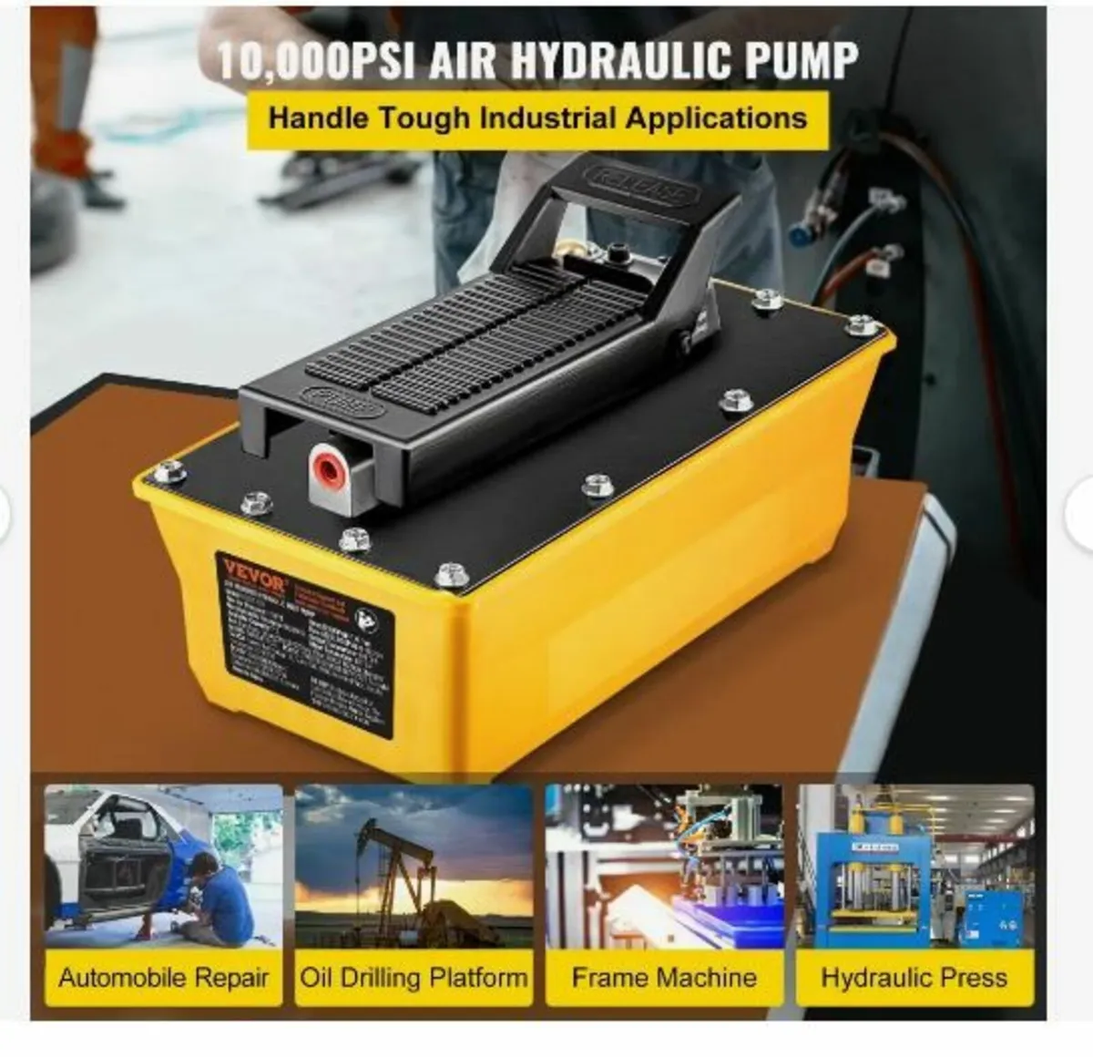 Air Hydraulic Pump, 10,000 PSI Hydraulic Foot Pum - Image 4