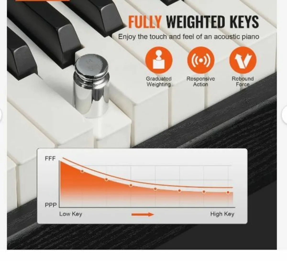 Weighted Digital Piano, 88 Key Fully Weighted Key - Image 2