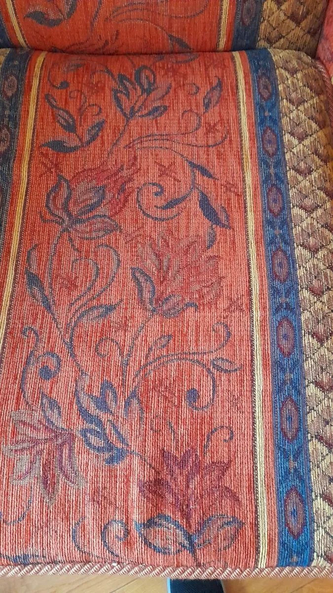 Queen Anne style couches and chair for sale - Image 4