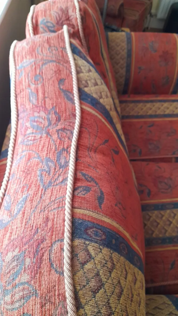 Queen Anne style couches and chair for sale - Image 3