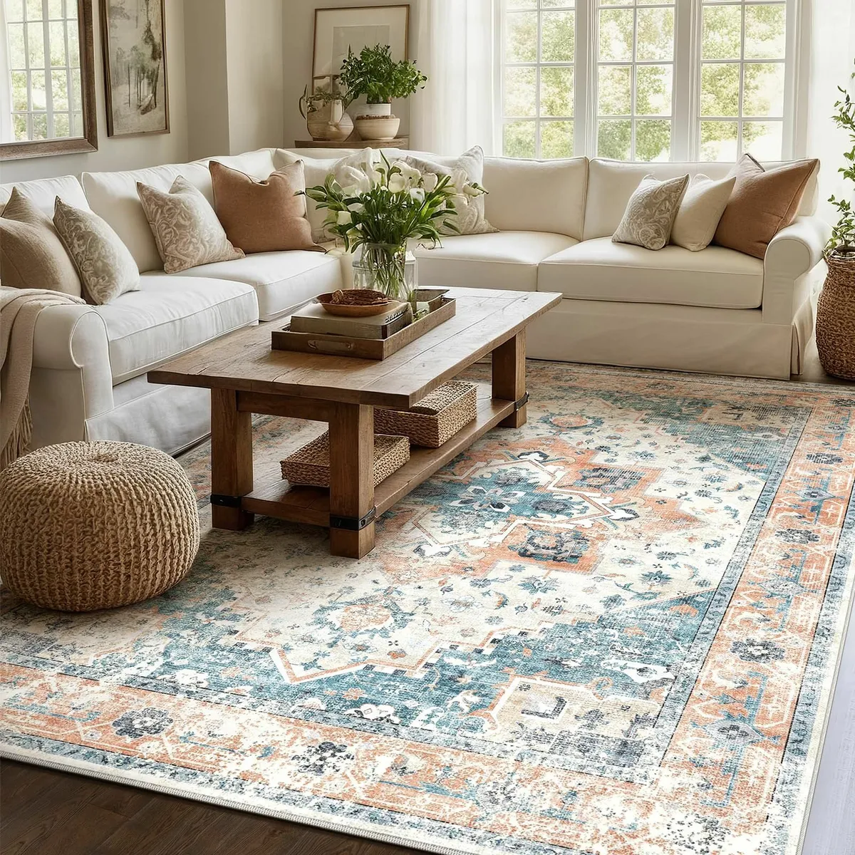 Blue Rugs Living Room, Washable 240 x 300 cm - Image 3