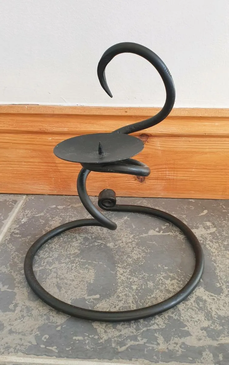 Wrought Iron Candle Holder - Matt Black - Image 2