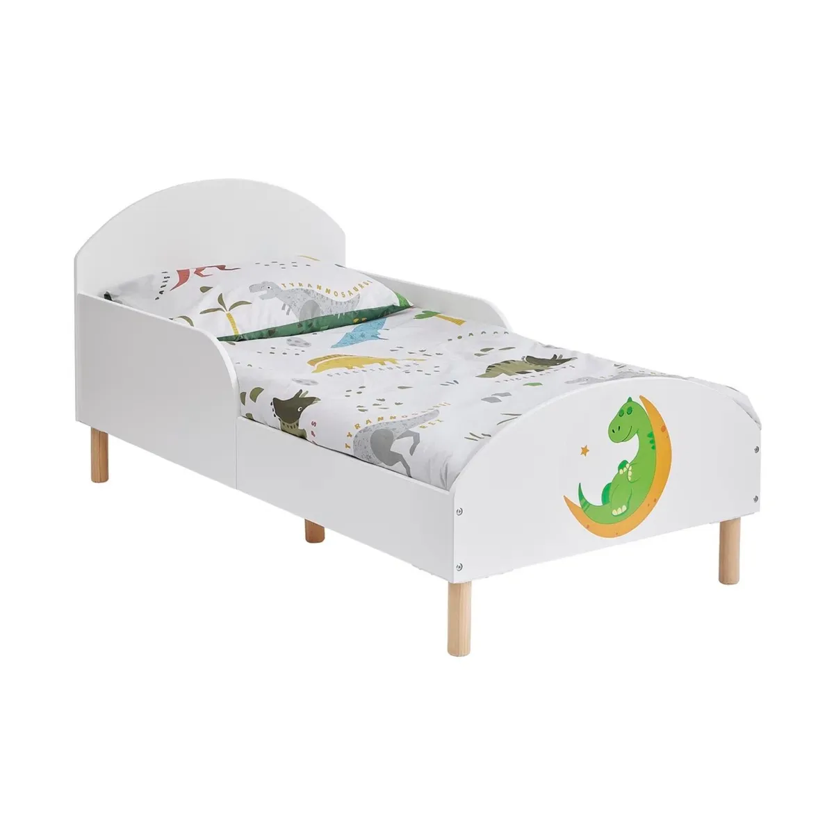 Kids White Toddler Bed – Dinosaur - Image 1