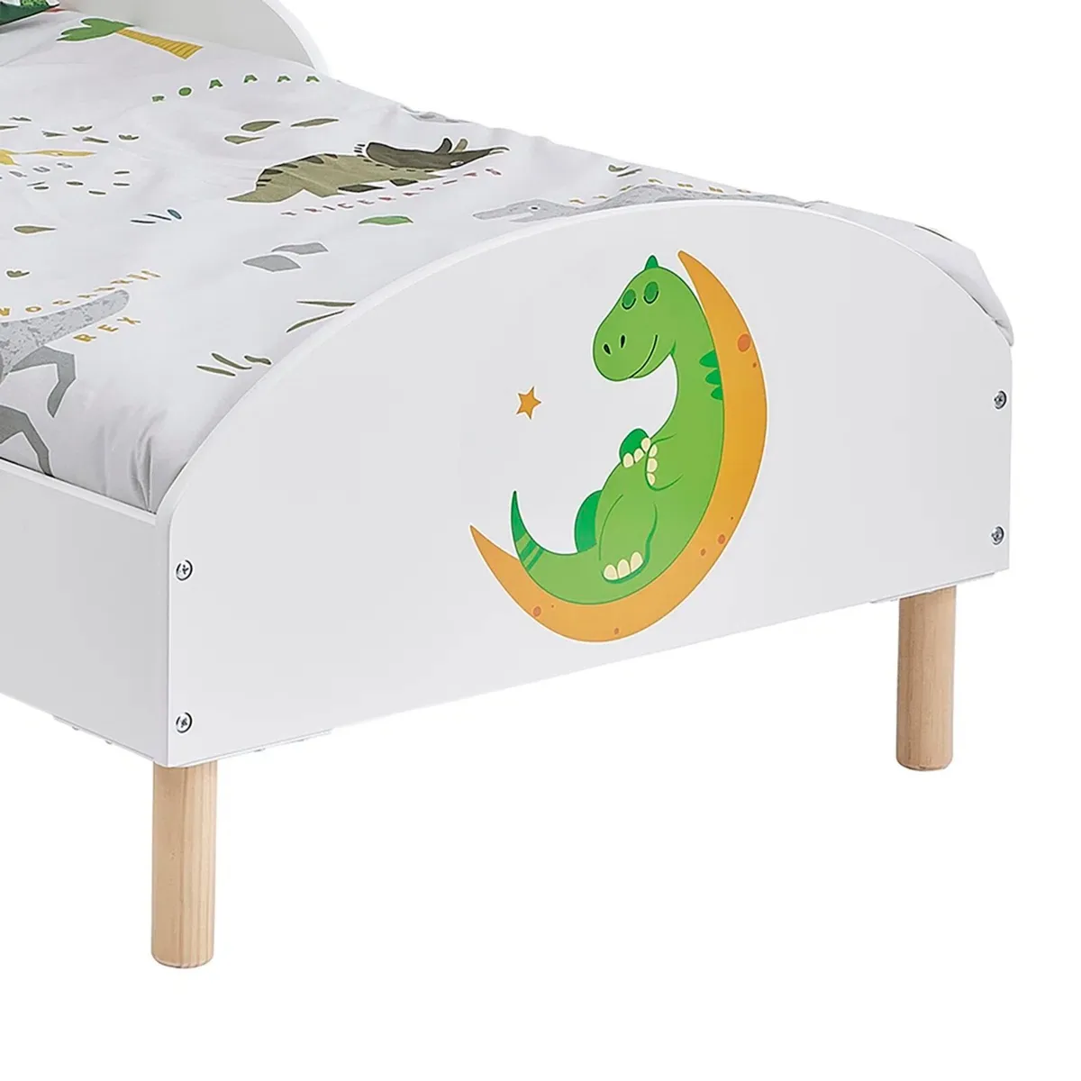 Kids White Toddler Bed – Dinosaur - Image 2