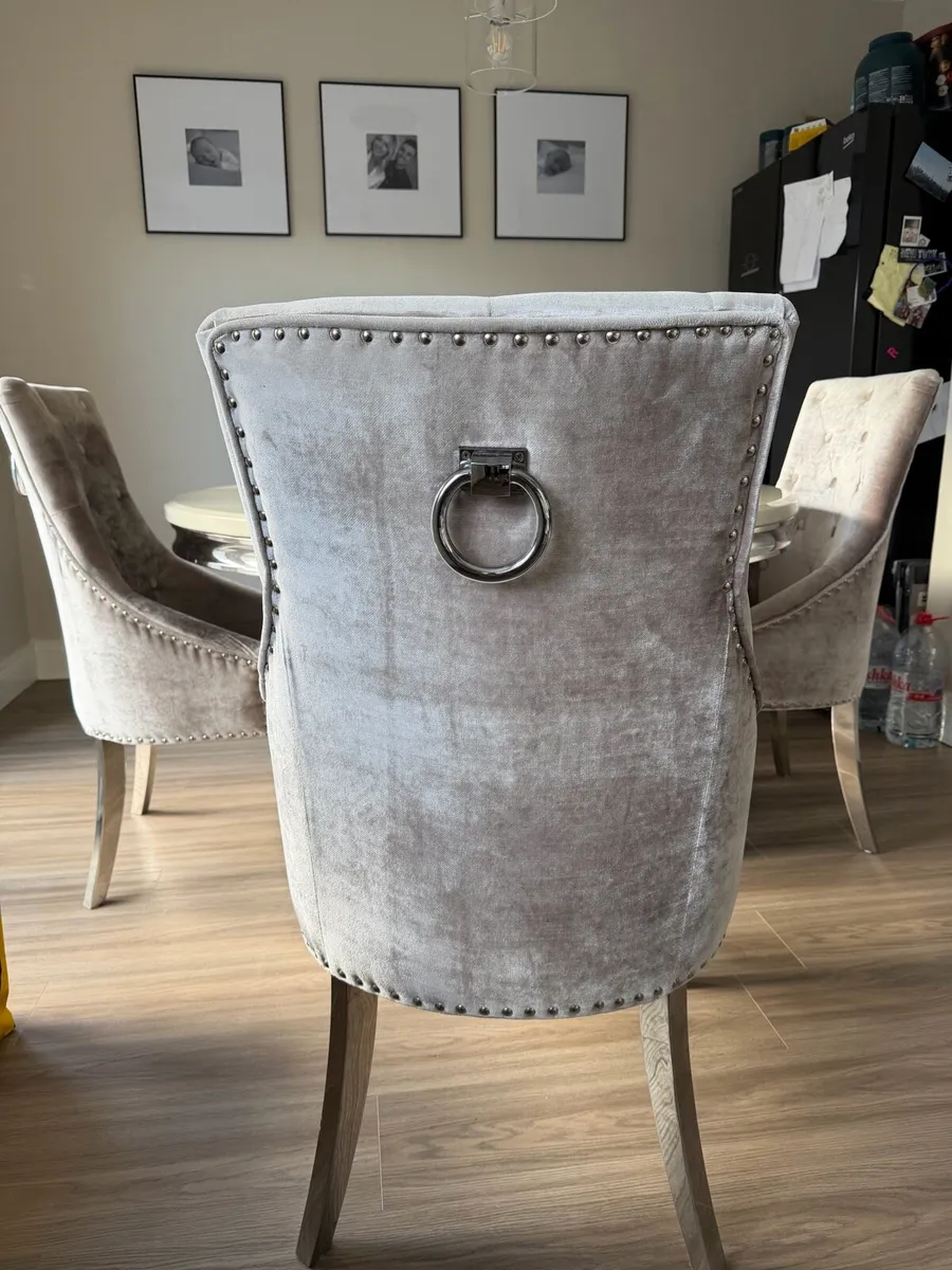 Glass marble top dining table & 4 Chairs - Image 4