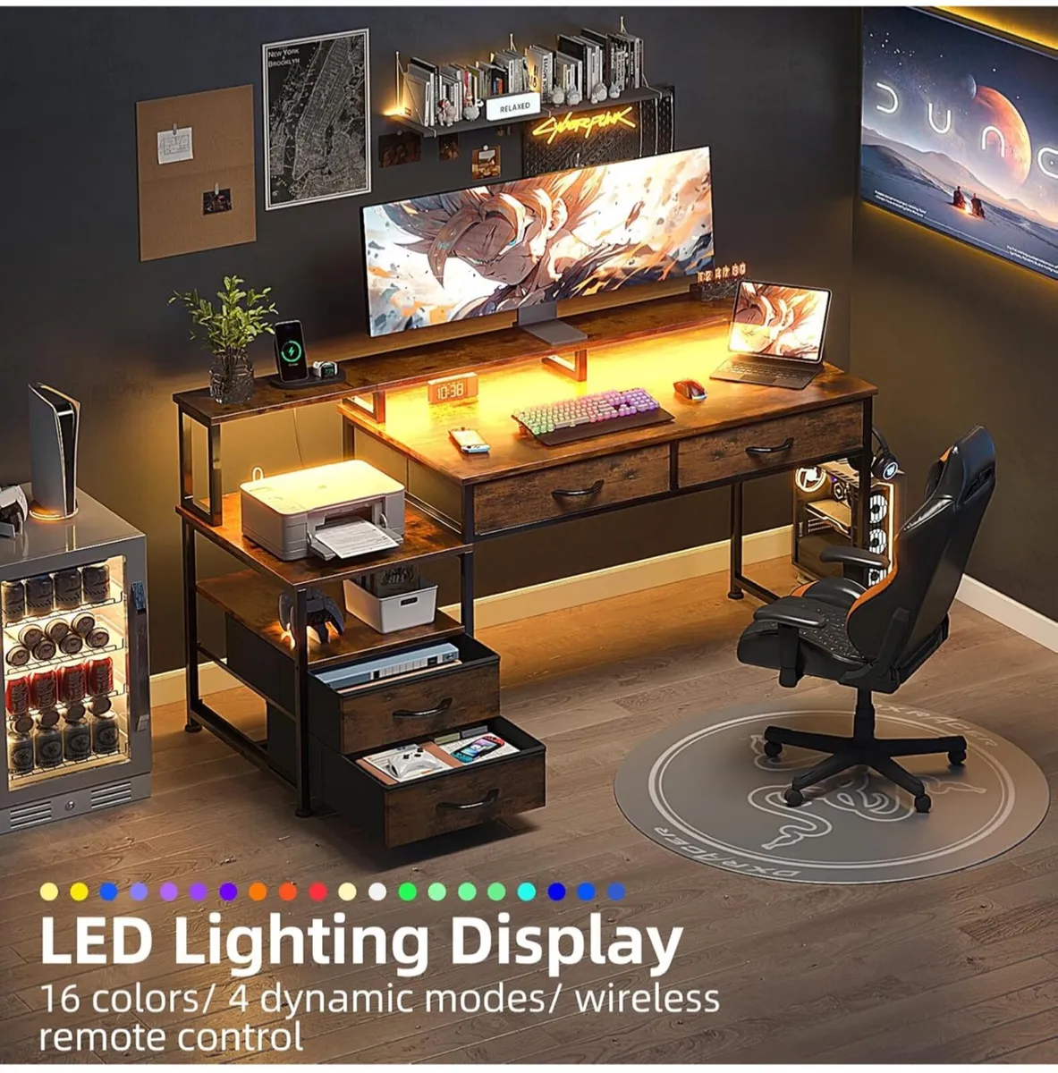 135cm Computer Desk with Power Outlet and Charging - Image 1