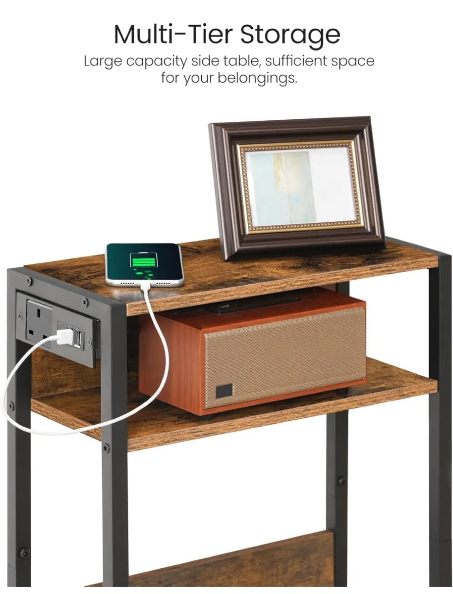 Side Table with Charging Station - Image 3