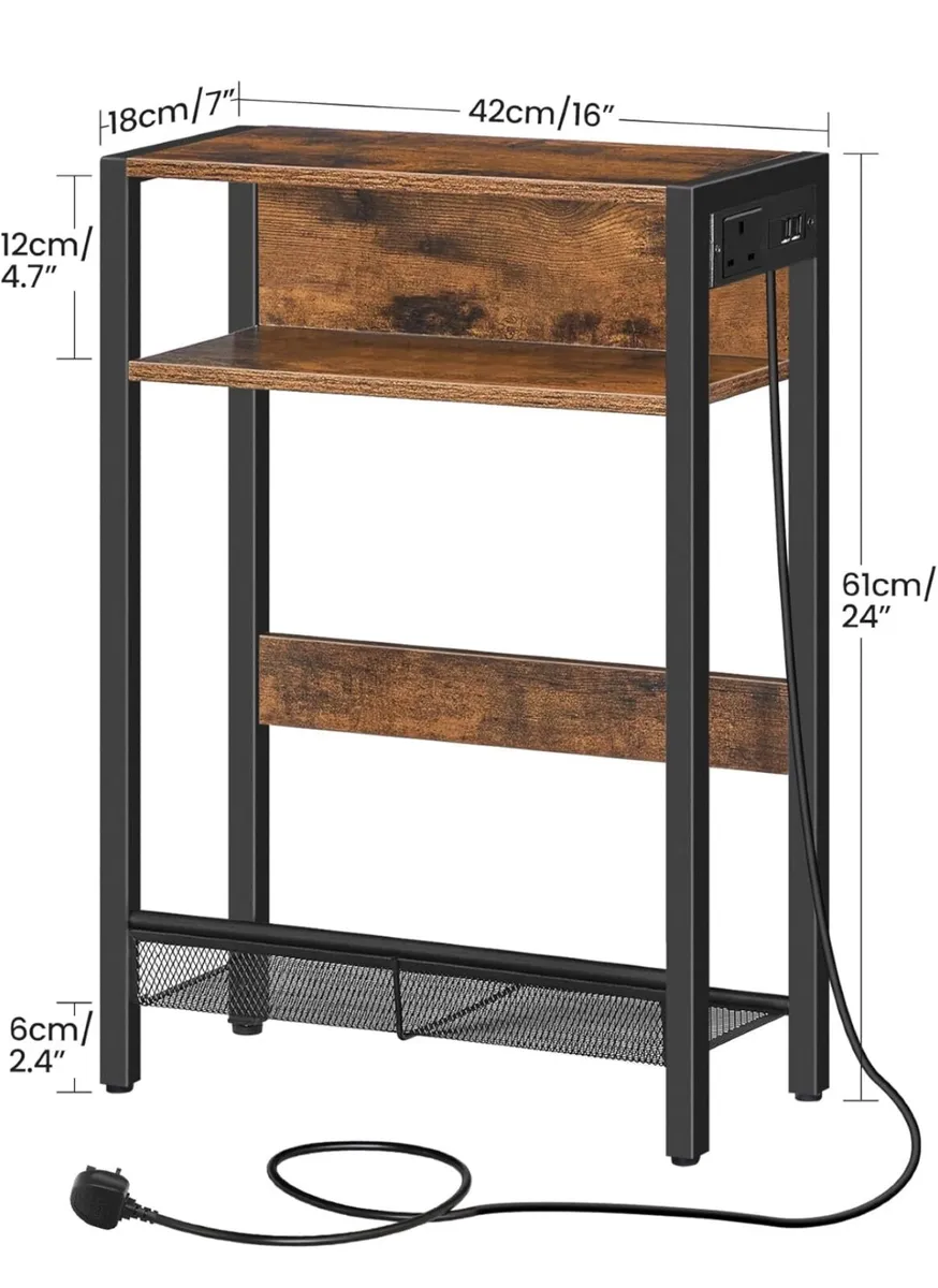 Side Table with Charging Station - Image 3