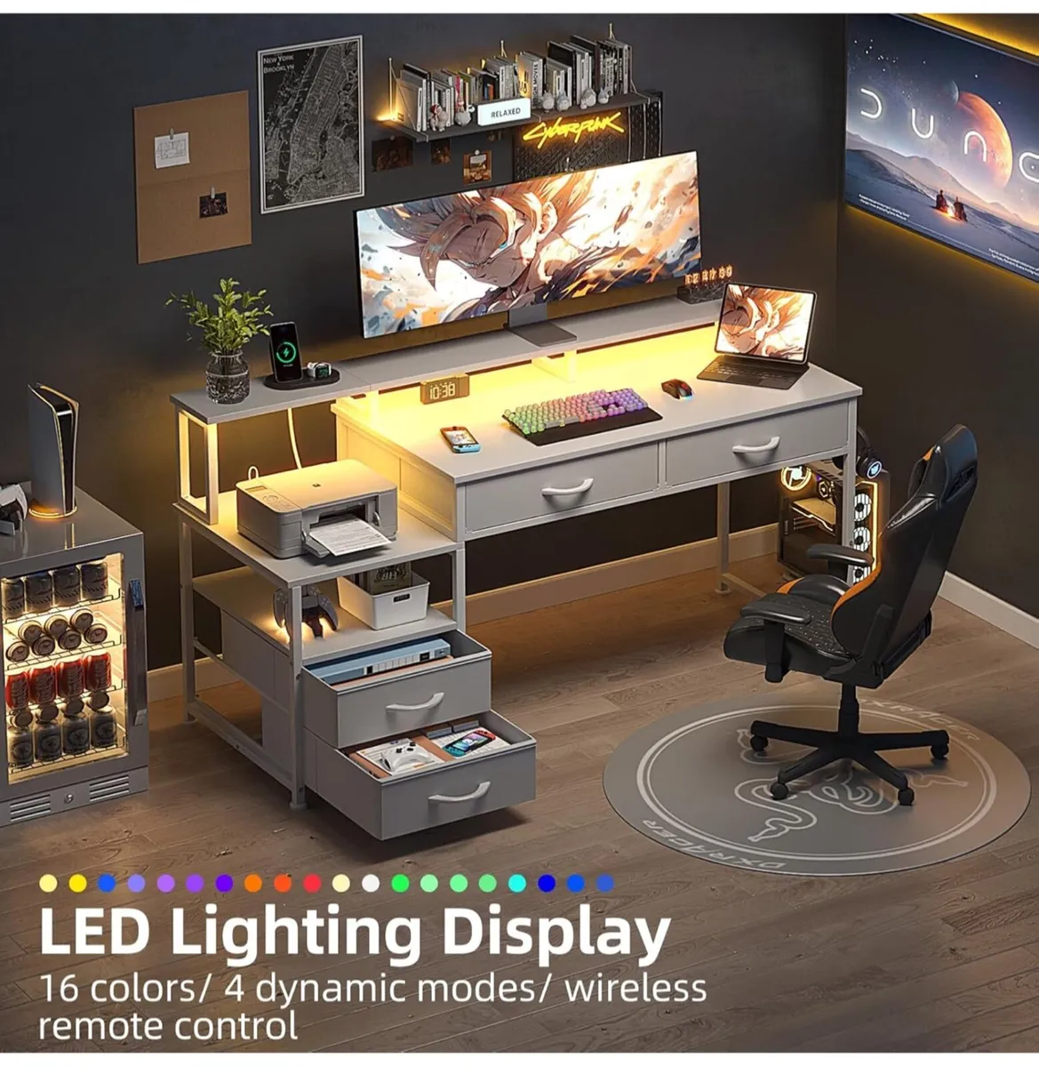 135cm Computer Desk with Power Outlet and Charging - Image 4