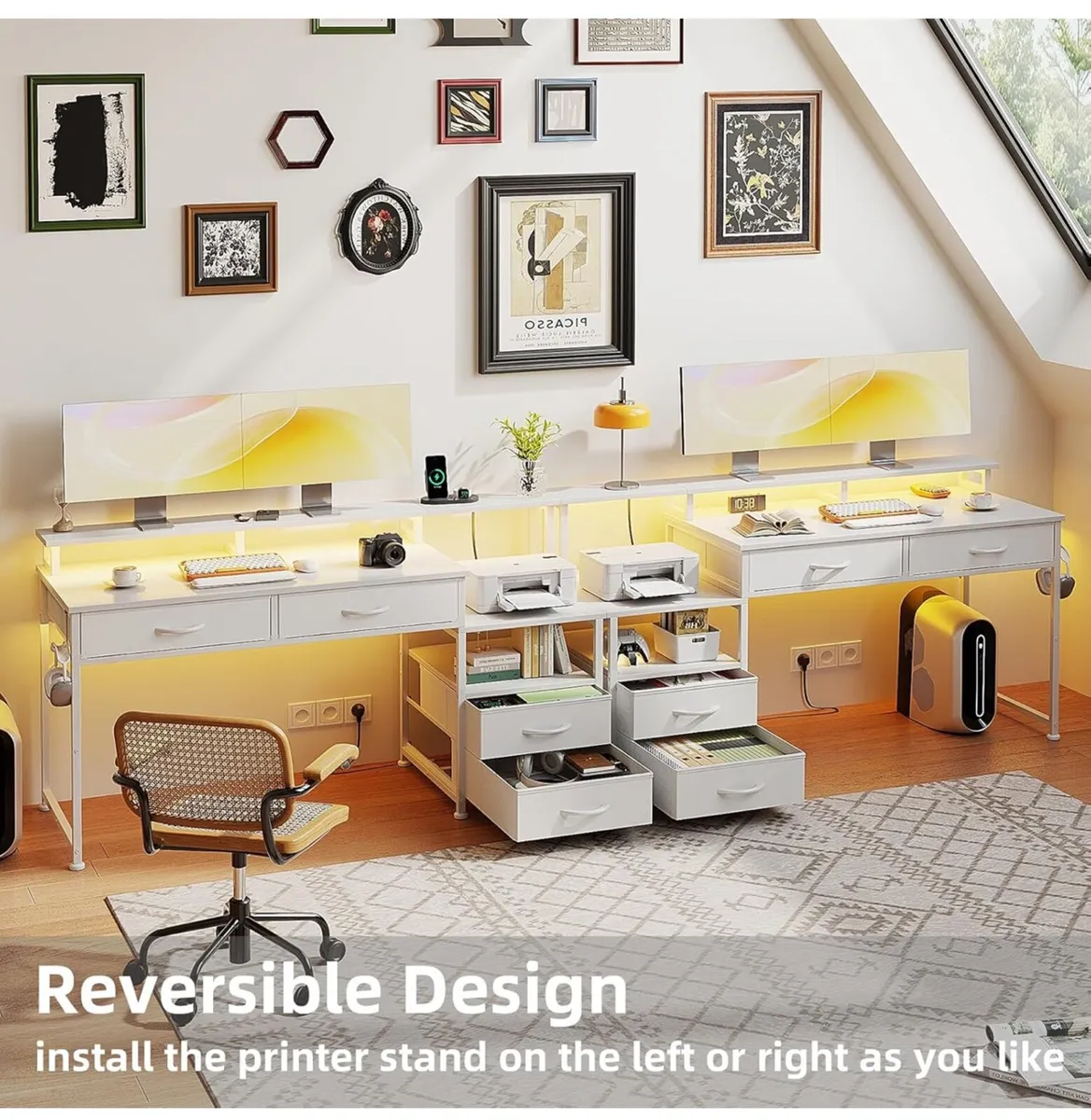 135cm Computer Desk with Power Outlet and Charging - Image 4