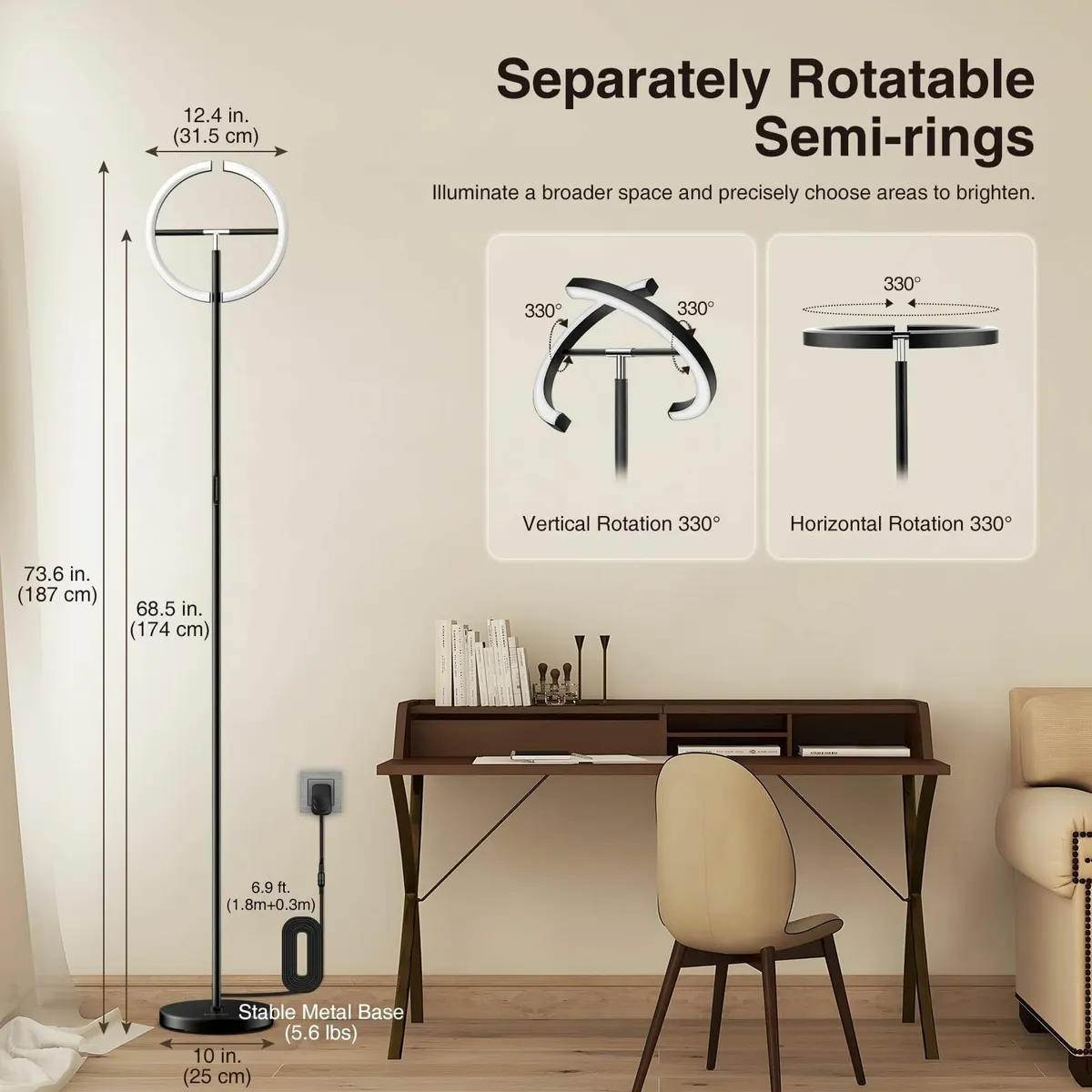 Floor Lamp Uplighter Stepless Dimming 3000K-6000K - Image 3