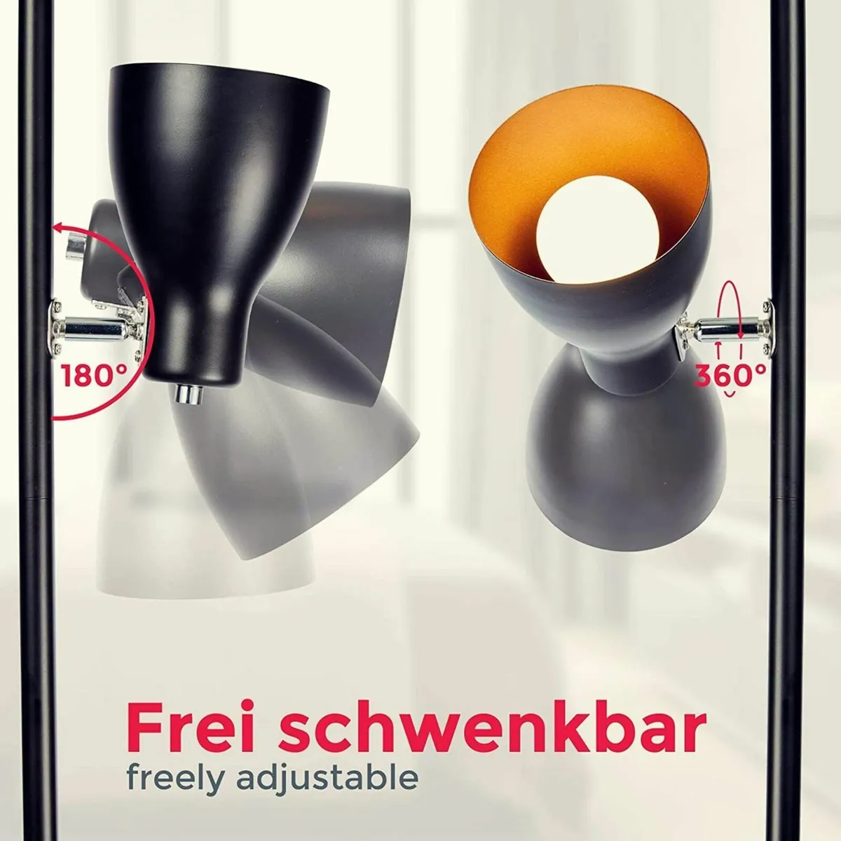 Tree Adjustable Floor Lamp Retro Metal Black/Gold - Image 3