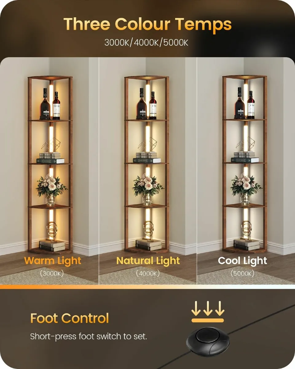 Floor Lamp with Shelves 4 Tier Wooden Standing - Image 2