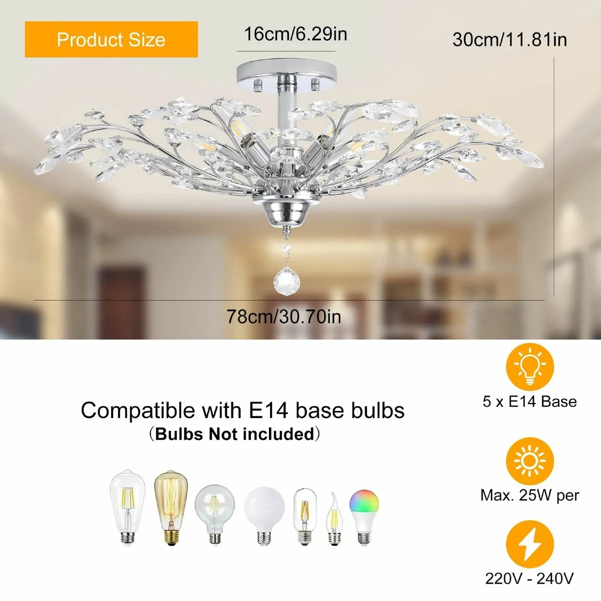 Vintage K9 Clear Crystal Chandeliers Ceiling - Image 3