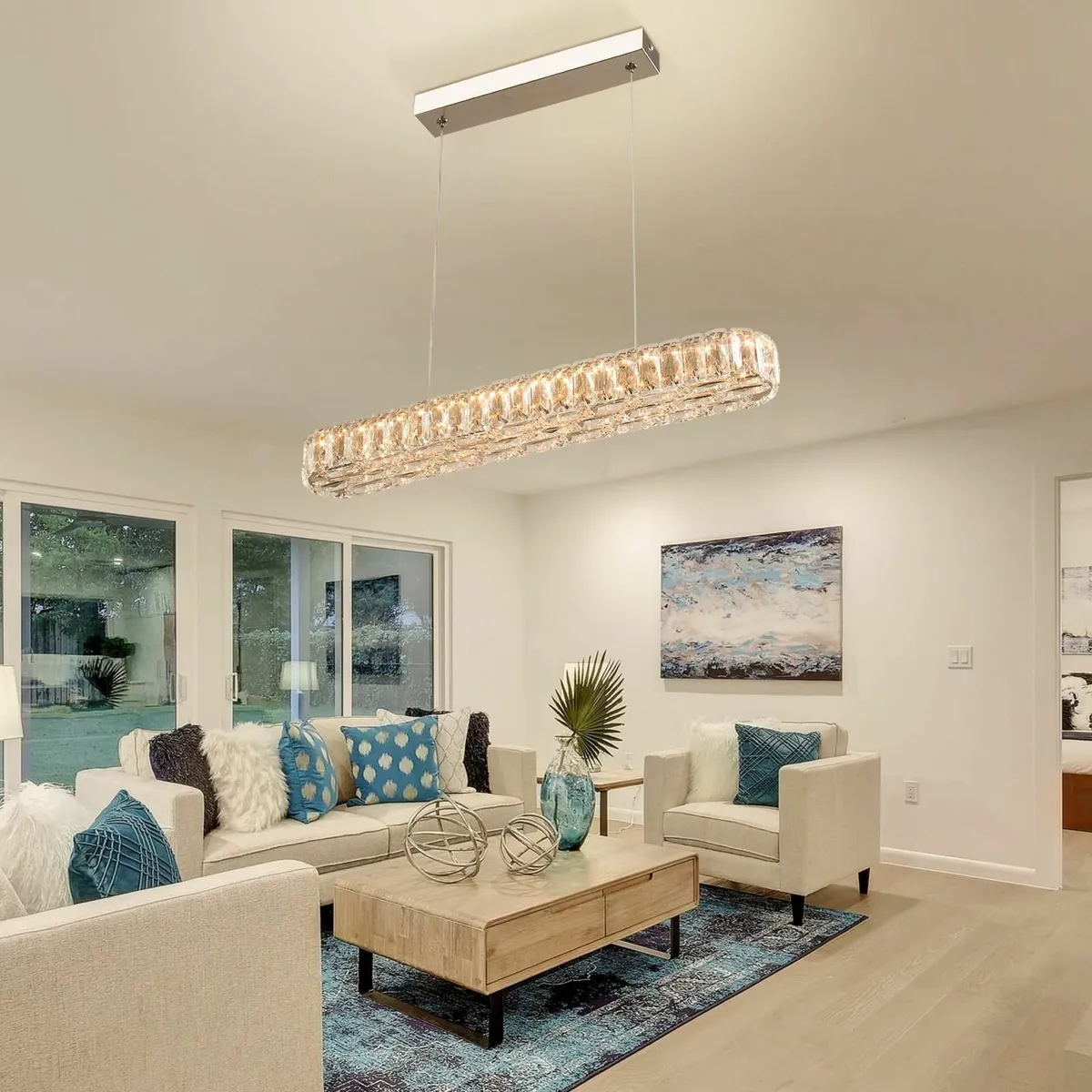 Modern Chandelier 21.4 Crystal Linear Pendant - Image 2