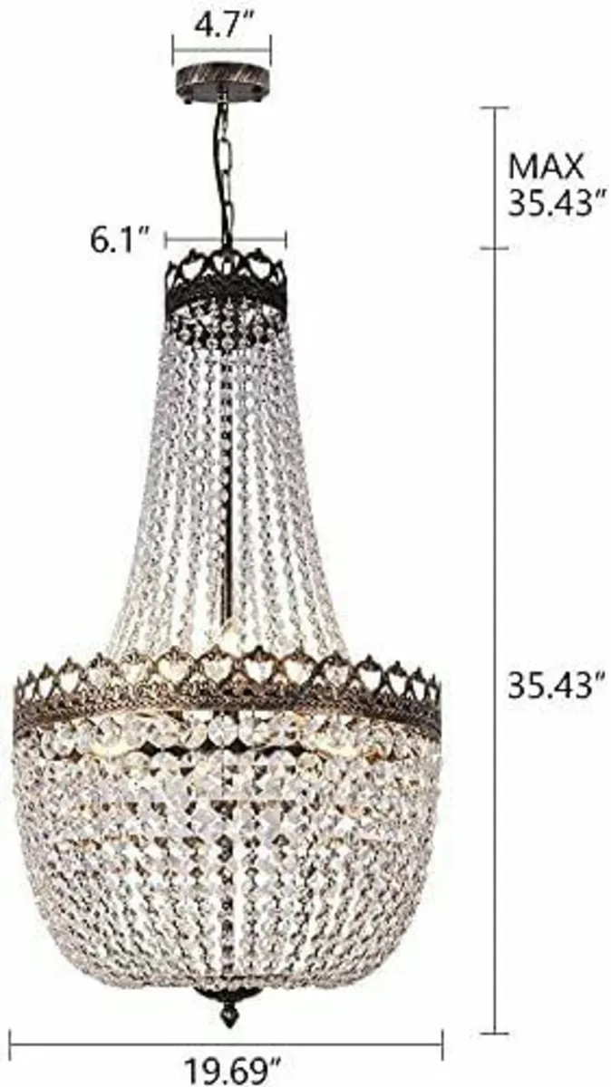 Crystal Chandelier Lights 9-Light French Empire - Image 2