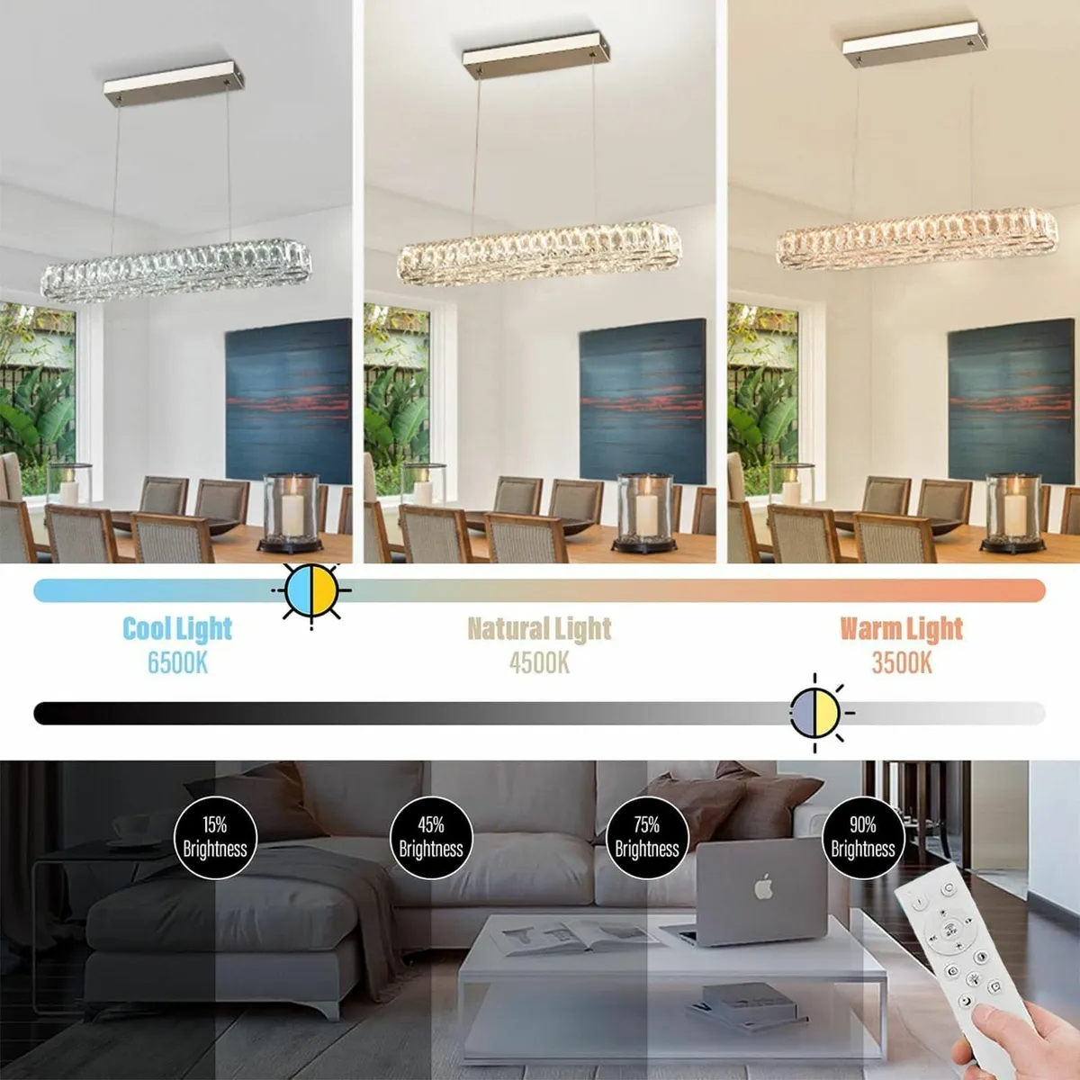 Modern Chandelier 21.4 Crystal Linear Pendant - Image 4