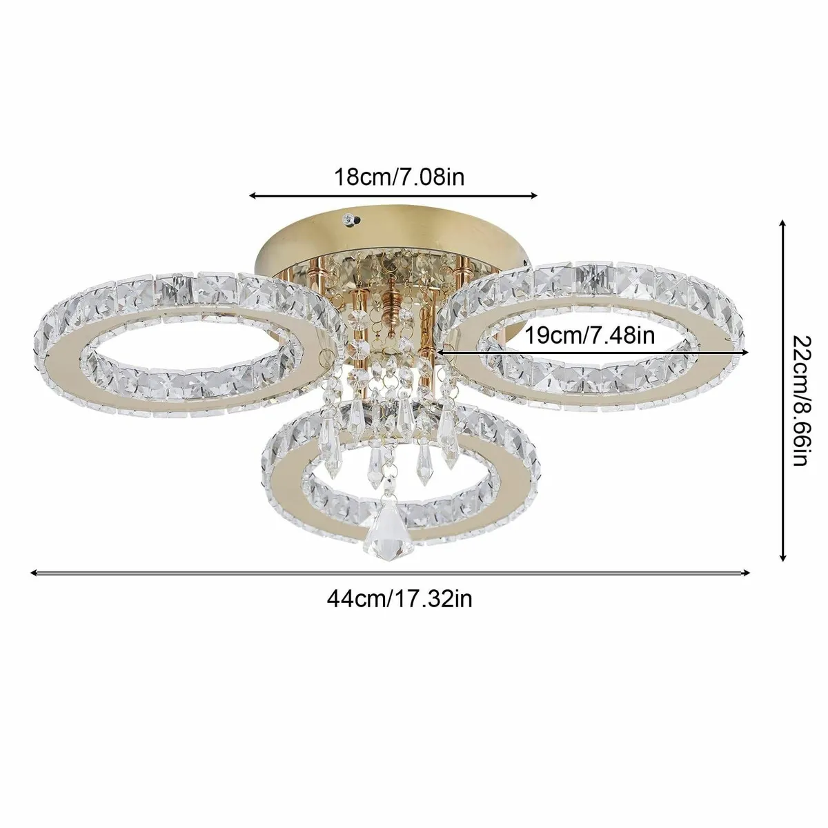 Modern Crystal LED Chandelier Gold Flush Mount - Image 2