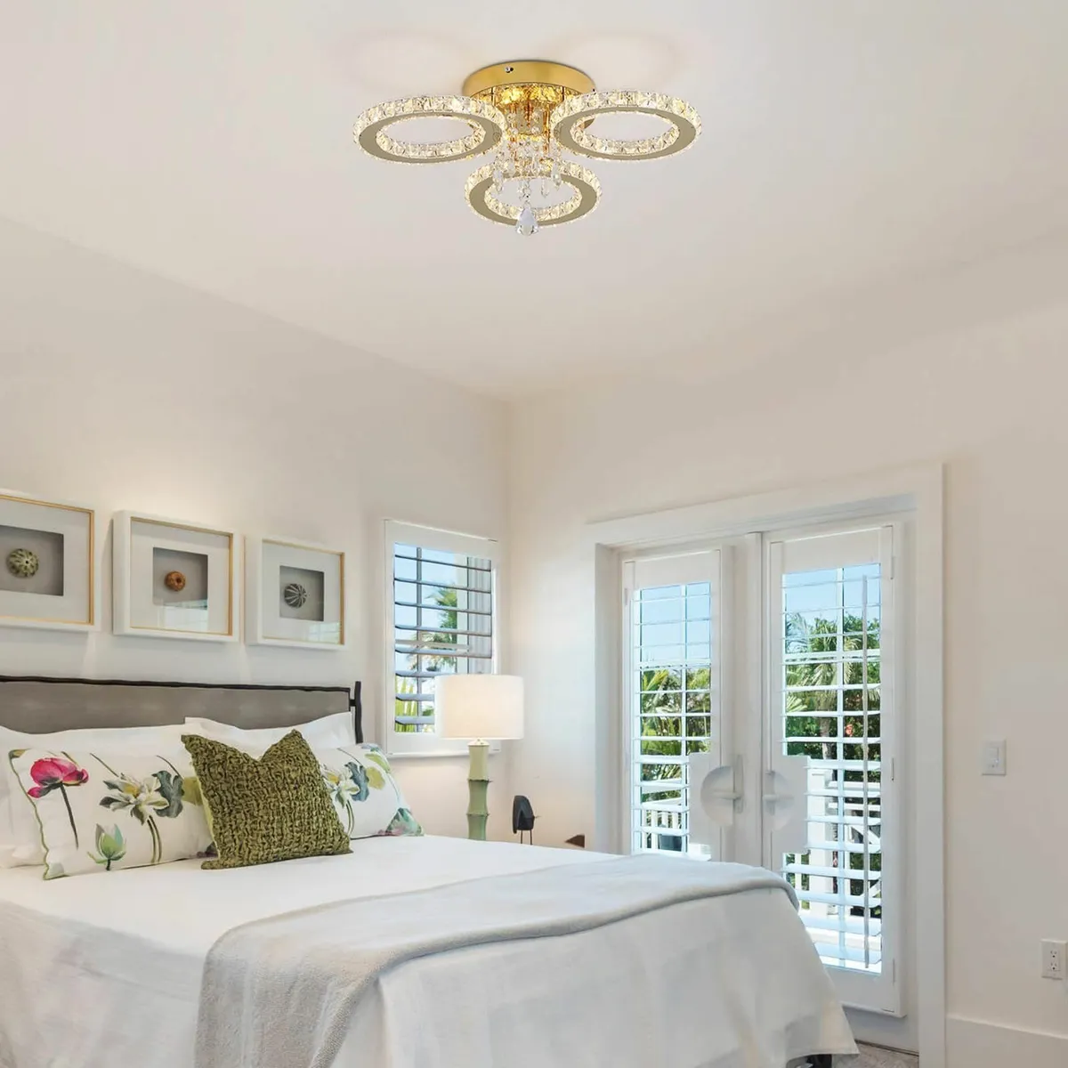 Modern Crystal LED Chandelier Gold Flush Mount - Image 3