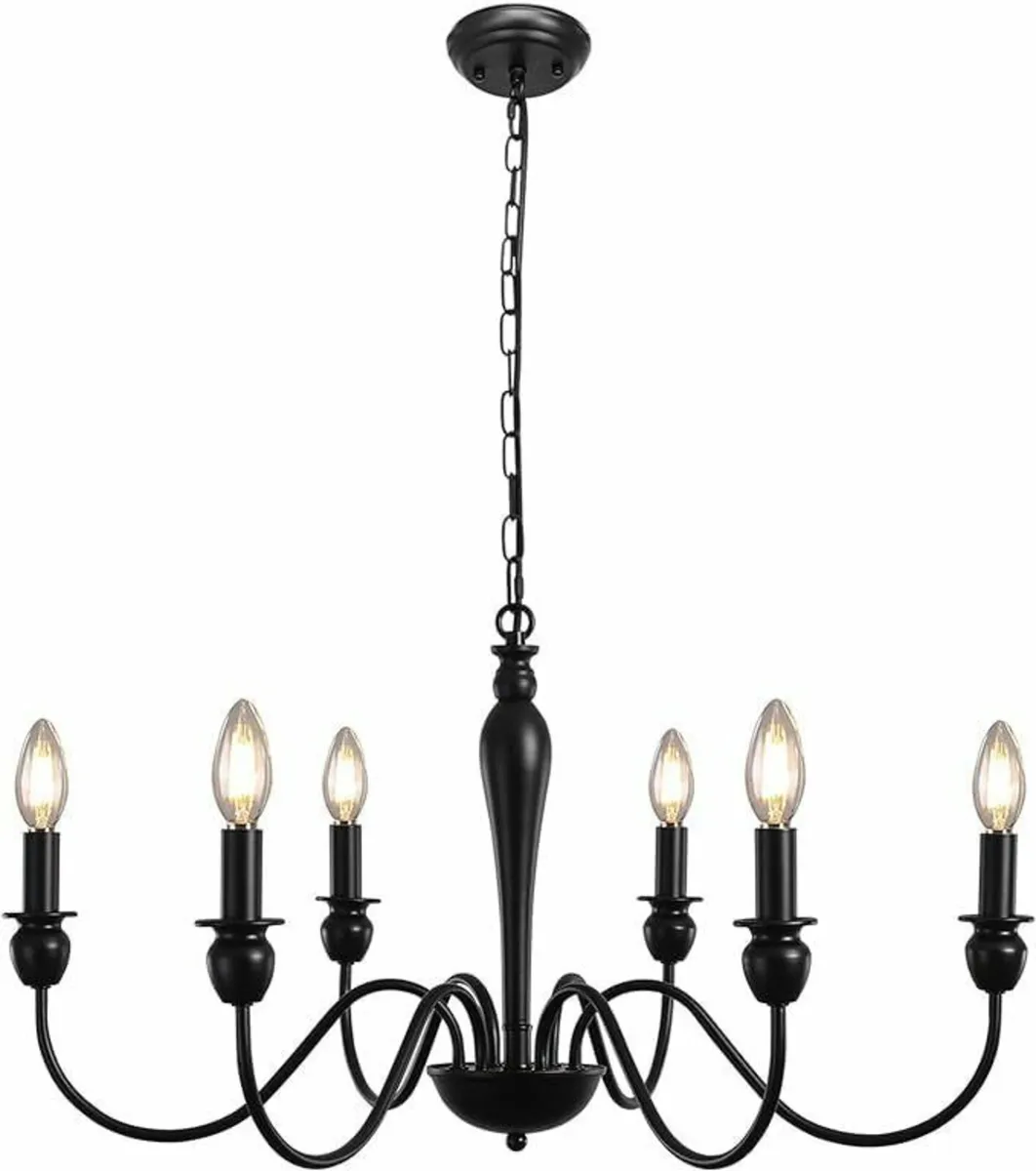 Black Chandelier 6 Lights Metal Vintage Chandelier - Image 1