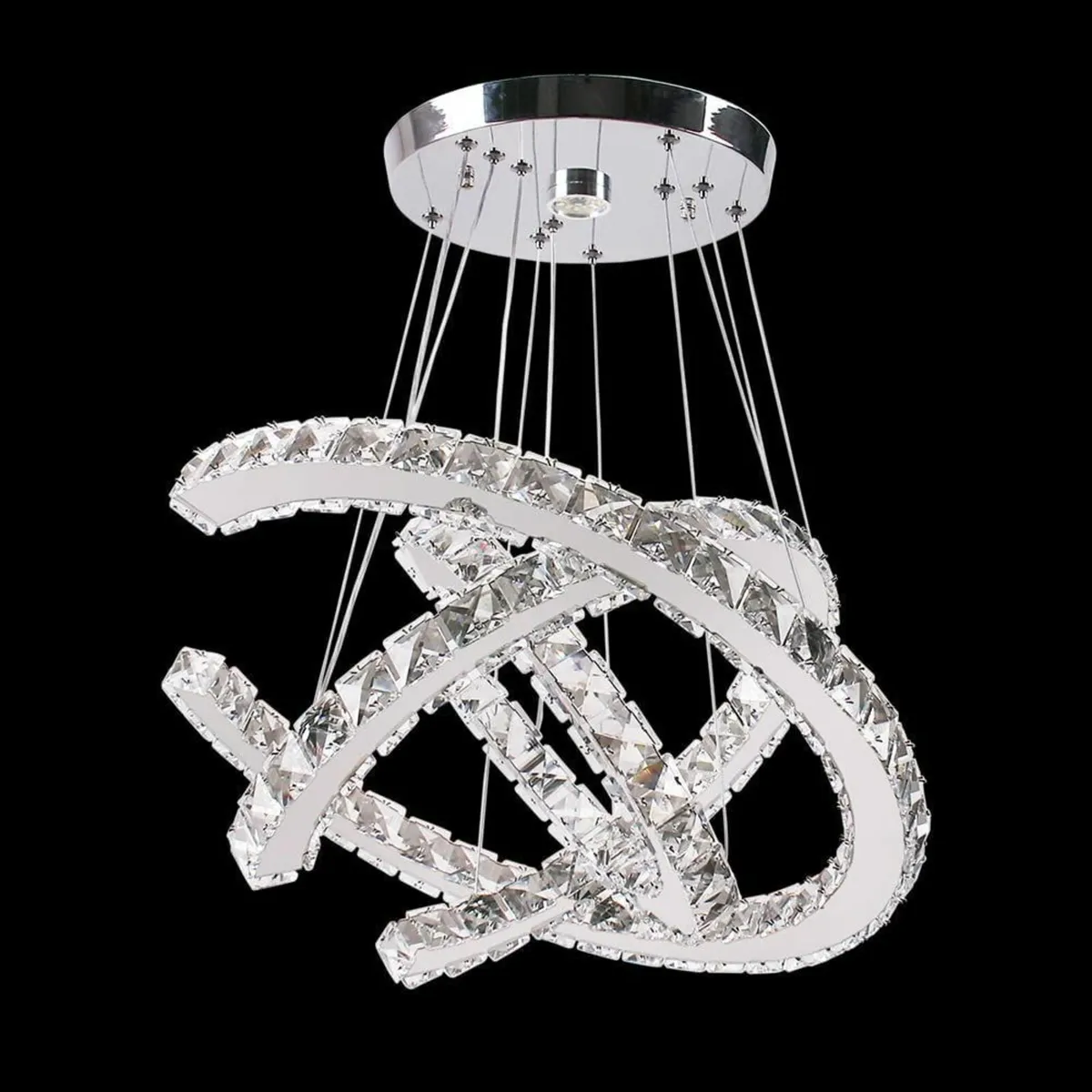 Modern Crystal Chandeliers 3 Rings Led Pendant - Image 1