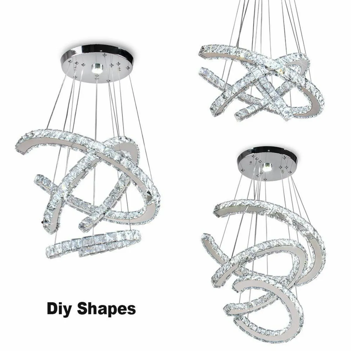 Modern Crystal Chandeliers 3 Rings Led Pendant - Image 4