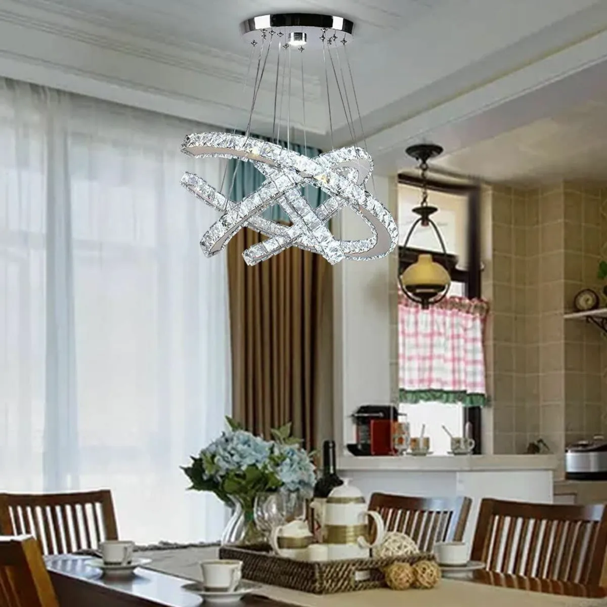 Modern Crystal Chandeliers 3 Rings Led Pendant - Image 2