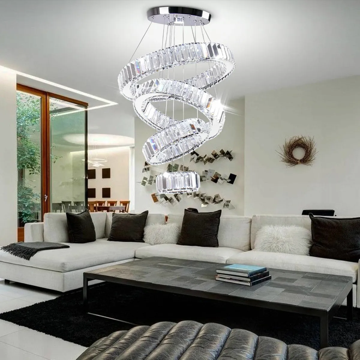 LED Chandelier 4 Rings Chandeliers Modern Round - Image 2