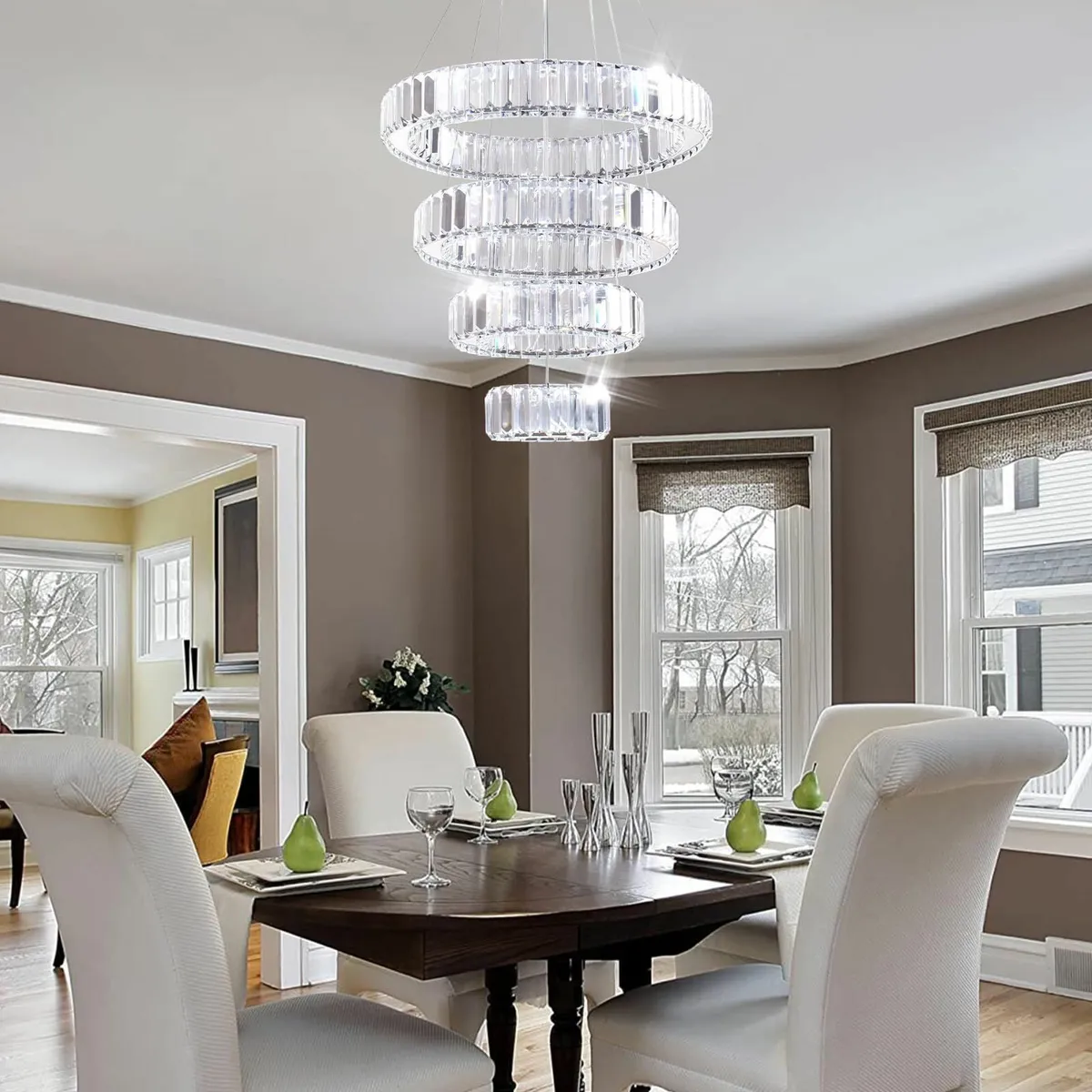 LED Chandelier 4 Rings Chandeliers Modern Round - Image 3