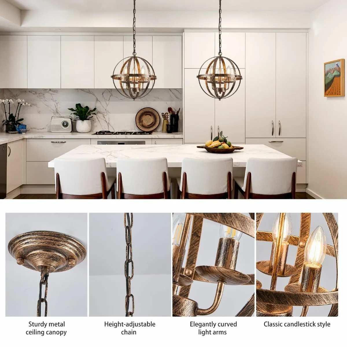 Pendant Light Industrial Globe Farmhouse Lighting - Image 3