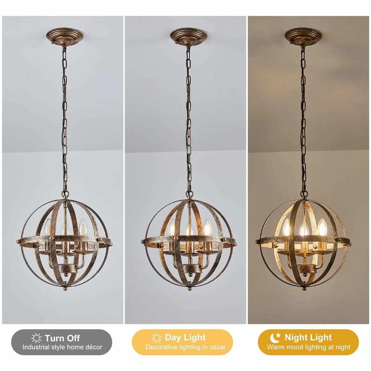 Pendant Light Industrial Globe Farmhouse Lighting - Image 4