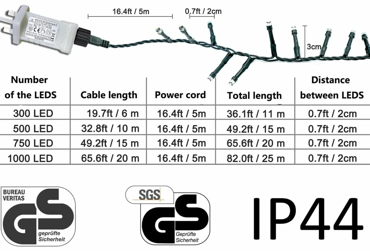 Christmas Tree Fairy Lights 1000 LED 20m/65.6ft - Image 2