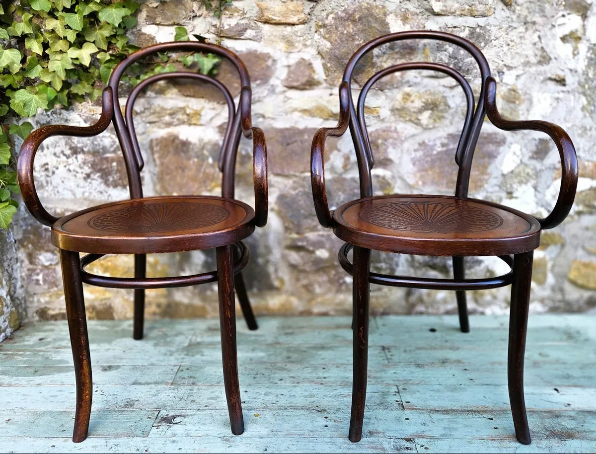 Pair of Antique Bentwood Armchairs- Circa 1910 - Image 2