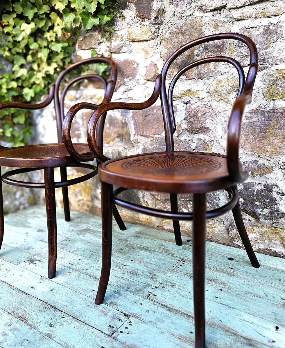 Pair of Antique Bentwood Armchairs- Circa 1910 - Image 3