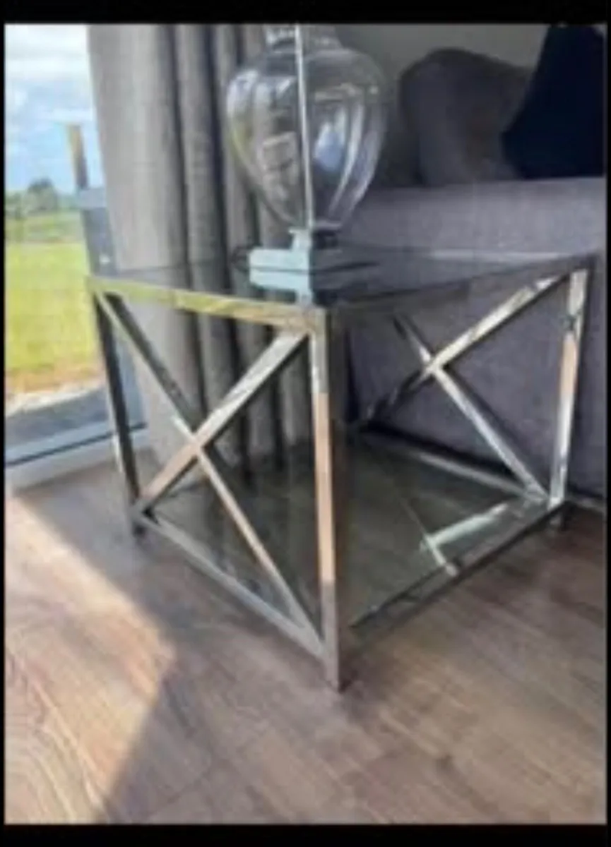 Steel Frame Glass Side Table - Image 1