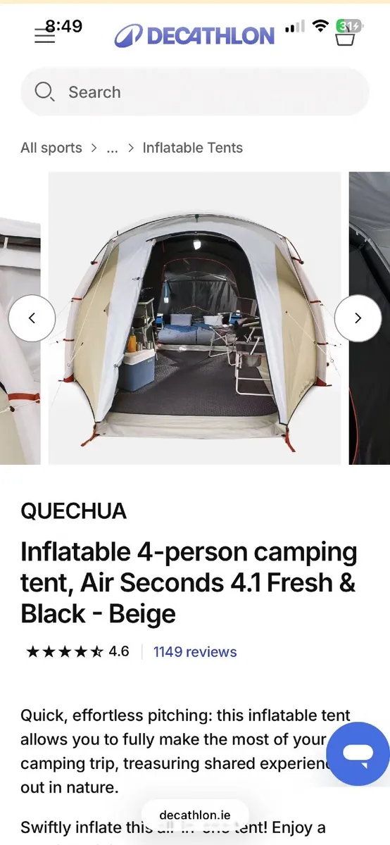 Quechua 4 person tent, gazebo, gas stove - Image 1