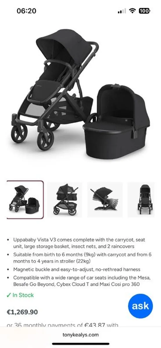 Uppababy pram and carry cot - Image 1