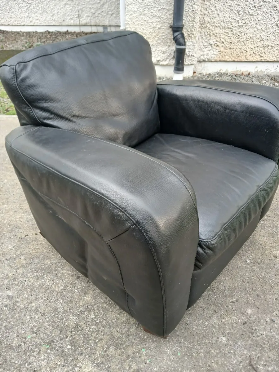 Black Leather Armchair - Image 1