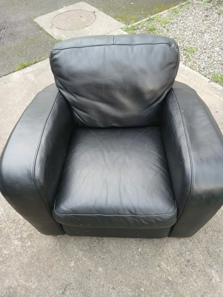 Black Leather Armchair - Image 2