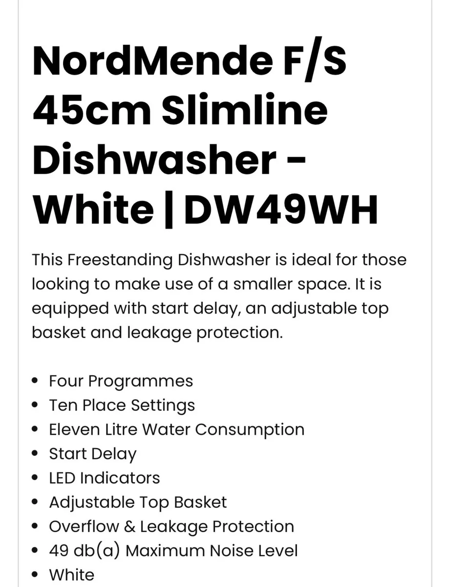 NordMende freestanding dishwasher  Brand New - Image 2